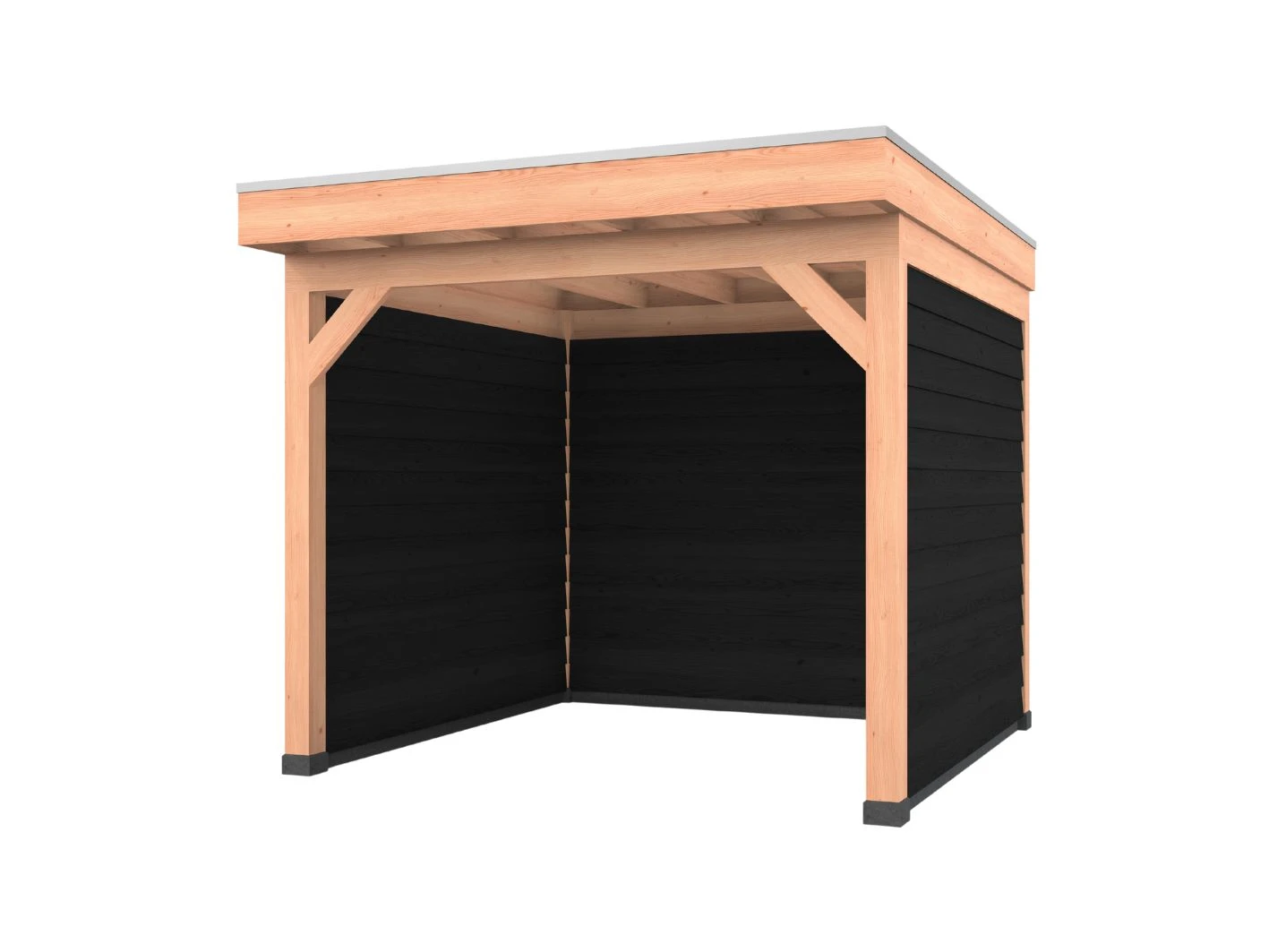 Douglas overkapping, 300 x 300, met zwarte achterwand en twee zijwanden, Westwood Comfort Green - Afbeelding 1